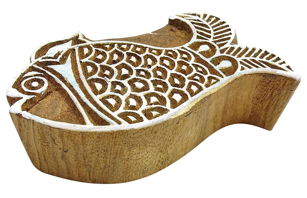 Knitwit Fish Stamp Деревянные штампы Индийская ручная печать Печатный блок Текстиль