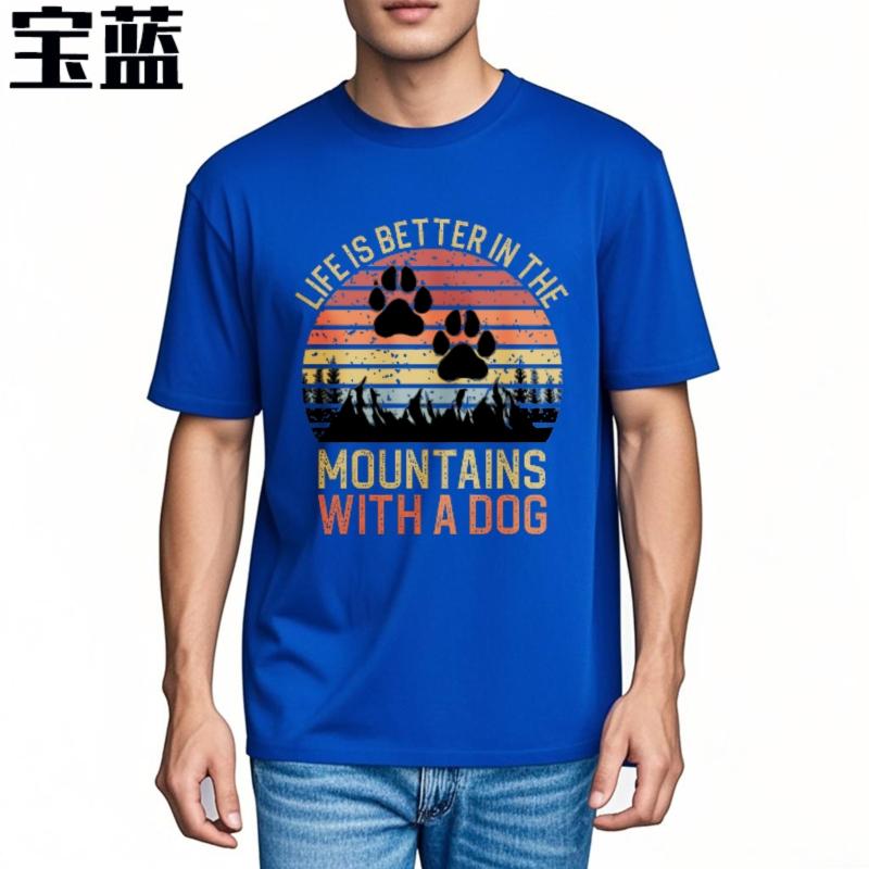 Comfortable Unisex O Neck tshirt Black Life Is Better In The Mountains With A Dog Minimalist For man Top tees Quick Dry Shirt