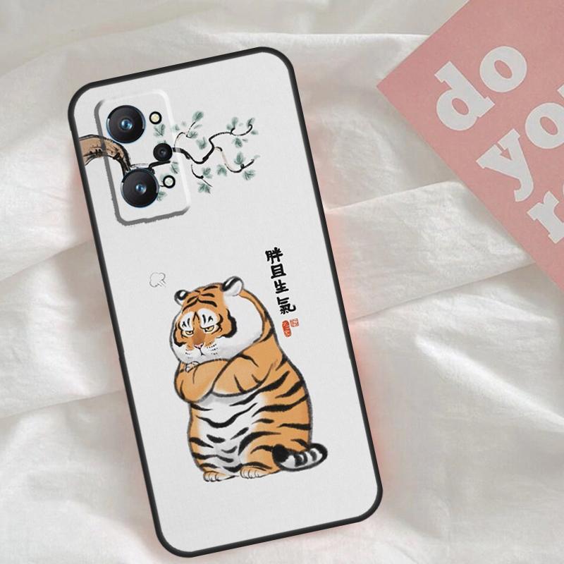 Мультяшный толстый тигр Чехол для Realme GT7 Pro GT6 C75 C65 C67 C61 C53 C55 C51 C35 C63 C71 15 11 12 13 14 Pro Plus
