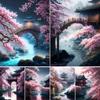 5D Diy Diamond Embroidery Sakura Bridge and Palace Diamond Painting Needleworks Cross Stitch Needleworks Home Decor J3479