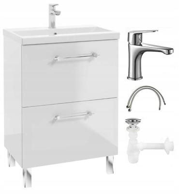 Bathroom Cabinet Set with Sink, Faucet and Siphon, Freestanding, Gloss, Cassandra
