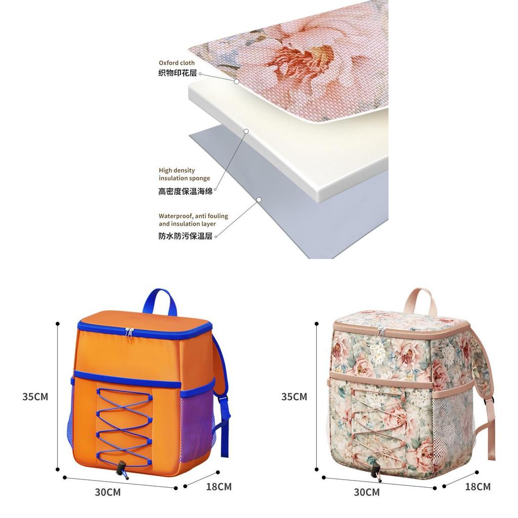 Oxford Cloth Picnic Backpack With Insulated Waterproof Cooler For Outdoor Camping And Hiking