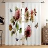 Floral Butterfly Symmetrical Printed Curtains, Decorative Curtains, Suitable for Bedroom, Living Room, Kitchen, Study Room,