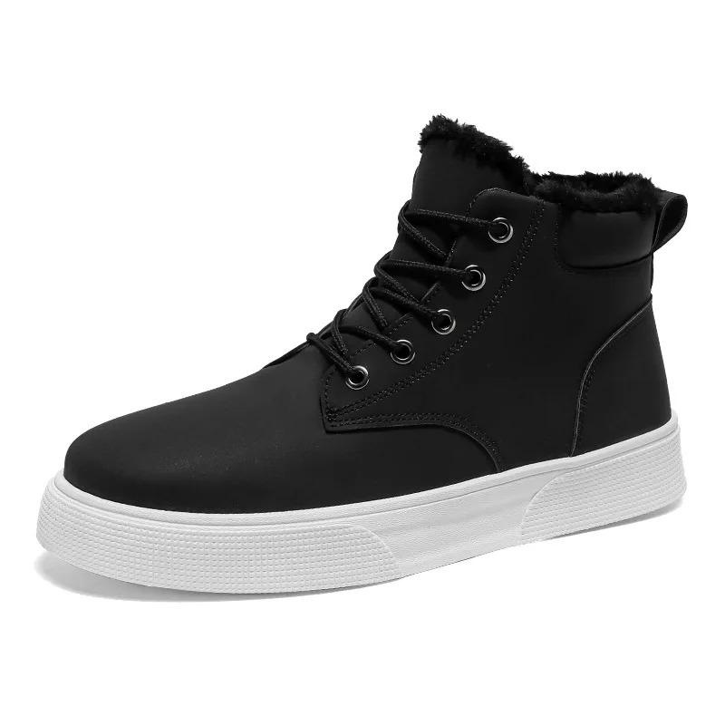 Мужские ботинки Зимние плюшевые теплые сноубутсы Качественные водонепроницаемые кожаные ботинки Зимние кроссовки с высоким верхом Повседневные ботильоны Botas Hombre