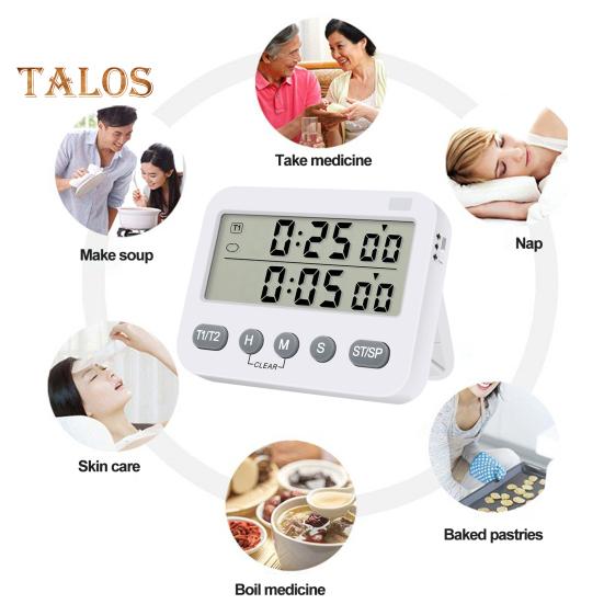 Двойной цифровой таймер, удобный таймер с питанием от батареи, функция памяти, инструмент для управления временем для домашней кухни, прочный