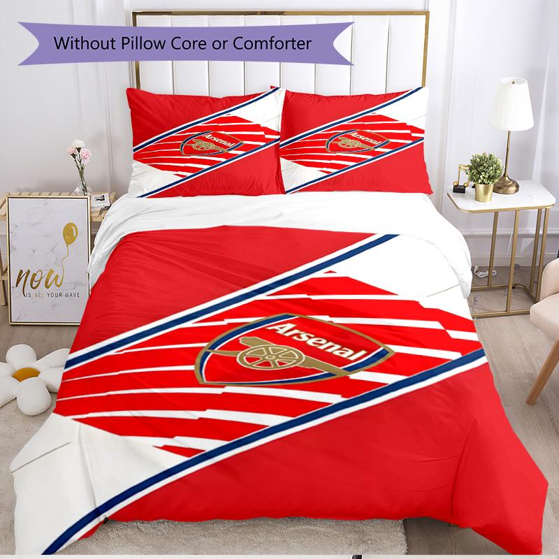 3pcs Duvet Cover Set (1*Duvet Cover + 2*Pillowcase, Without Core), football team Print Soft All‑Season Bedding Set, Home Bedroom Decor Gift