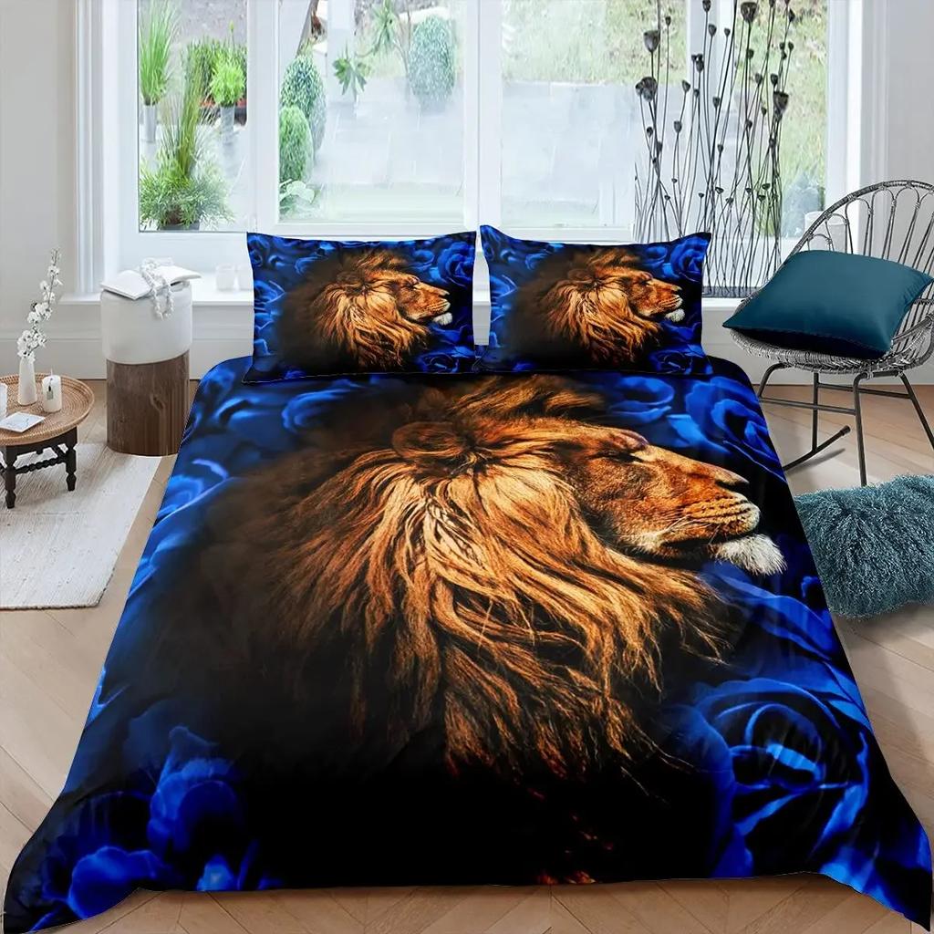 Animal Lion Set Duvet Cover Bedroom Duvet Cover Single King Size Duvet Cover Home Textiles 2/3 Pieces