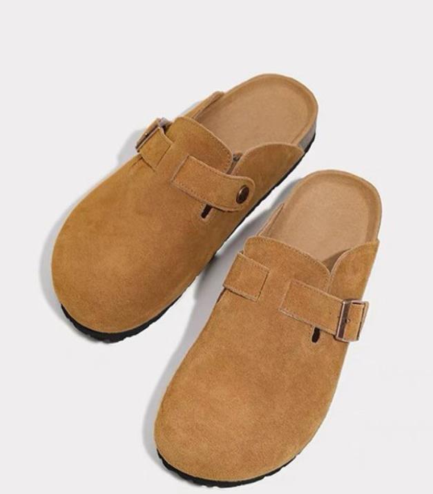 Роскошные женские замшевые мюли-тапочки, мужские клоги, сандалии с пробковой стелькой и поддержкой свода стопы, уличные пляжные шлепанцы, домашняя обувь