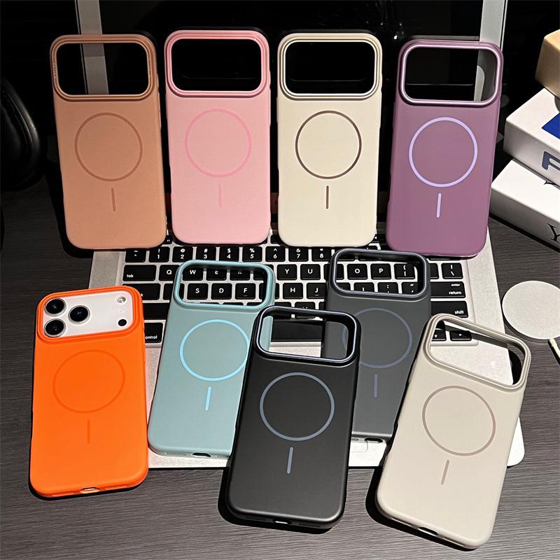 Роскошный Чехол для Телефона Магнитный Однотонный Для iPhone Air 12 13 14 15 16 17 Pro Max Беспроводная Зарядка Ударопрочный Защитный Жесткий Чехол