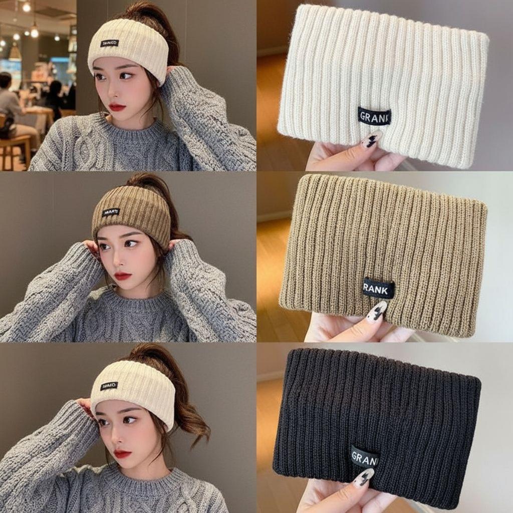 Спортивная повязка на голову, Широкий край, Повязка для умывания лица, Для ношения снаружи, Однотонная, Пуловер, Вязаная повязка на голову