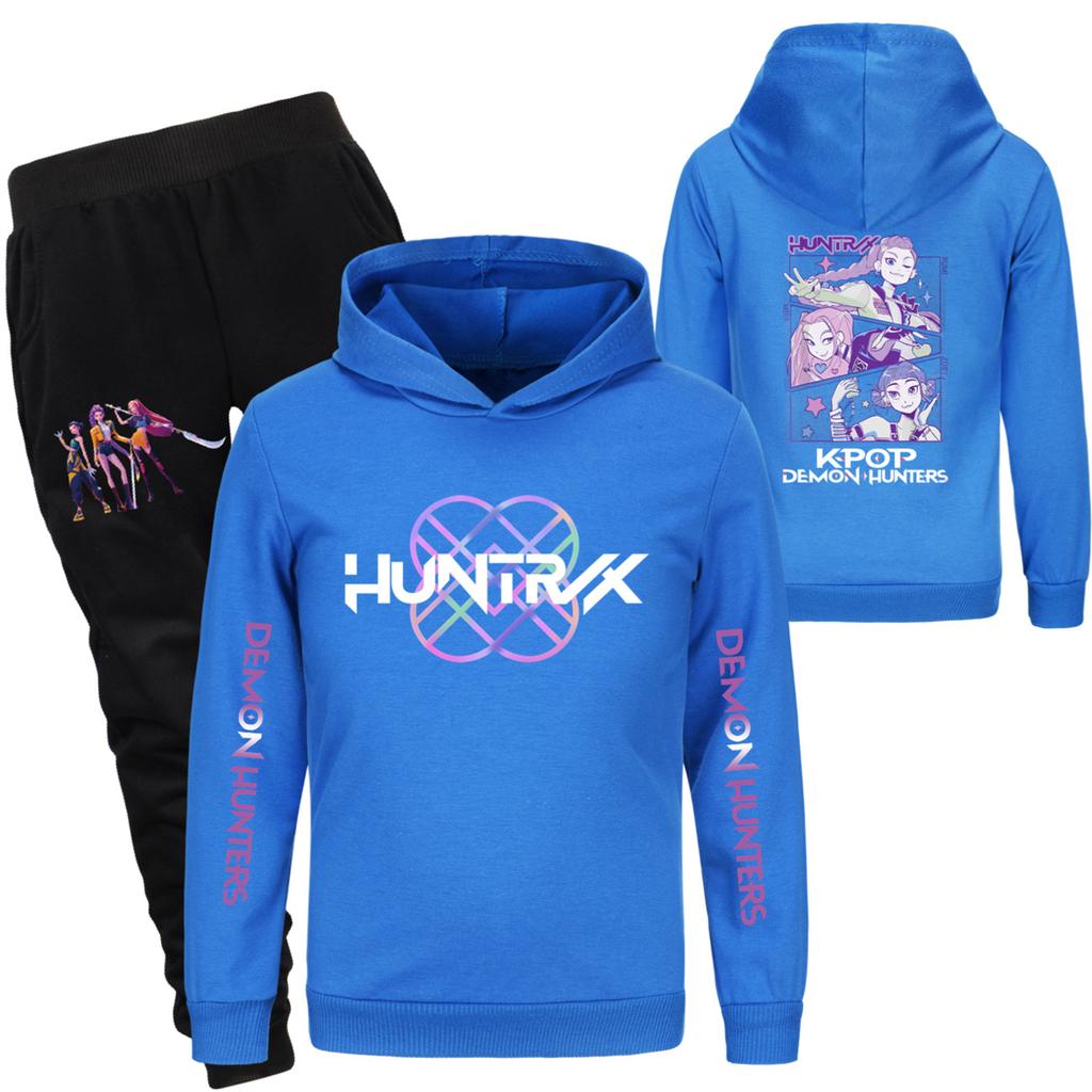 Детский худи и брюки, двухпредметный спортивный костюм, комплект свитшота с длинным рукавом и принтом