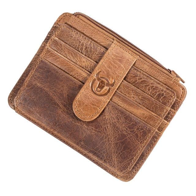 BULLCAPTAIN RFID Blocking Leather Wallet Credit Card ID Card Holder Wallet Money Case for Men and Women Retro Bag