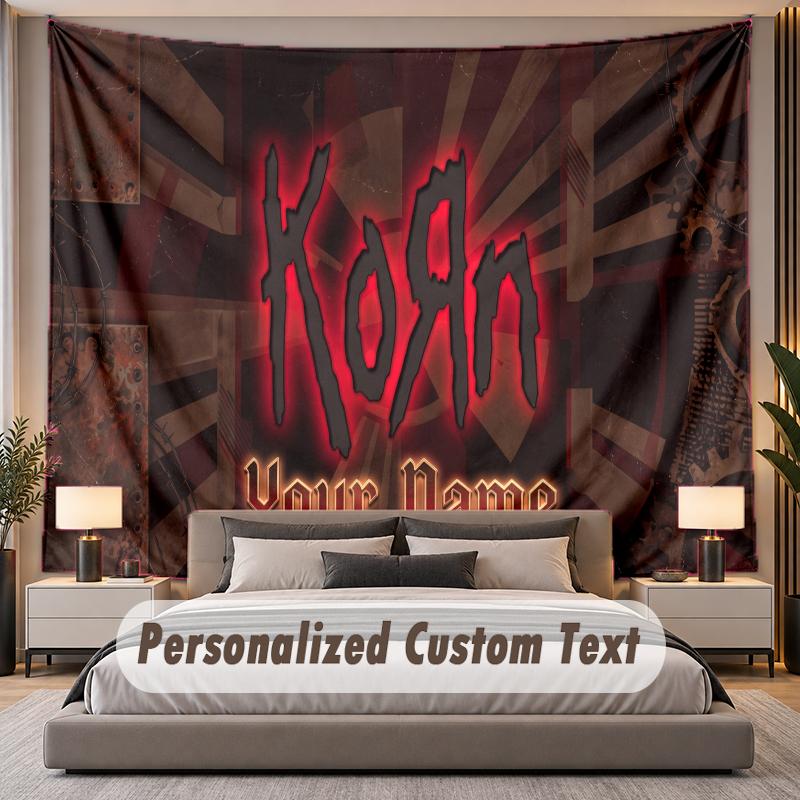 Custom Name Text Tapestry Korn Personalized Polyester Wall Tapestry For Bedroom And Room