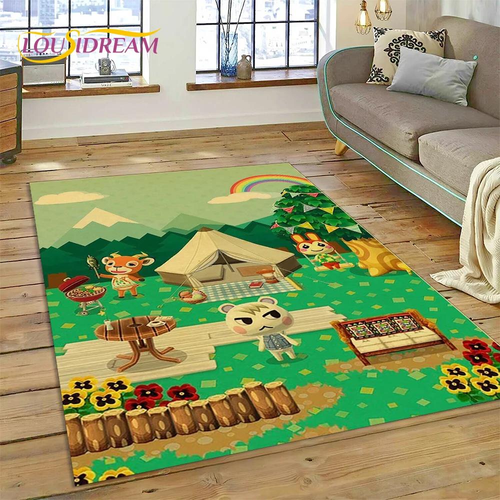 Cute Animal Crossing New Horizons Cartoon Carpet Rug for Bedroom Living Room Home Sofa Decoration,Kid Game Large Decor Floor Mat