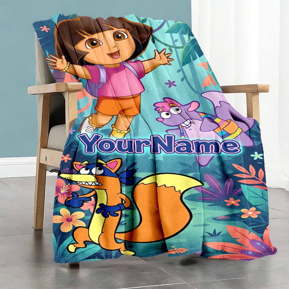 Dora Explorer Personalized Name Blanket Throw Personalized Blanket Soft Warm Cozy Throw For Bed Bedding Livingroom Office Chair