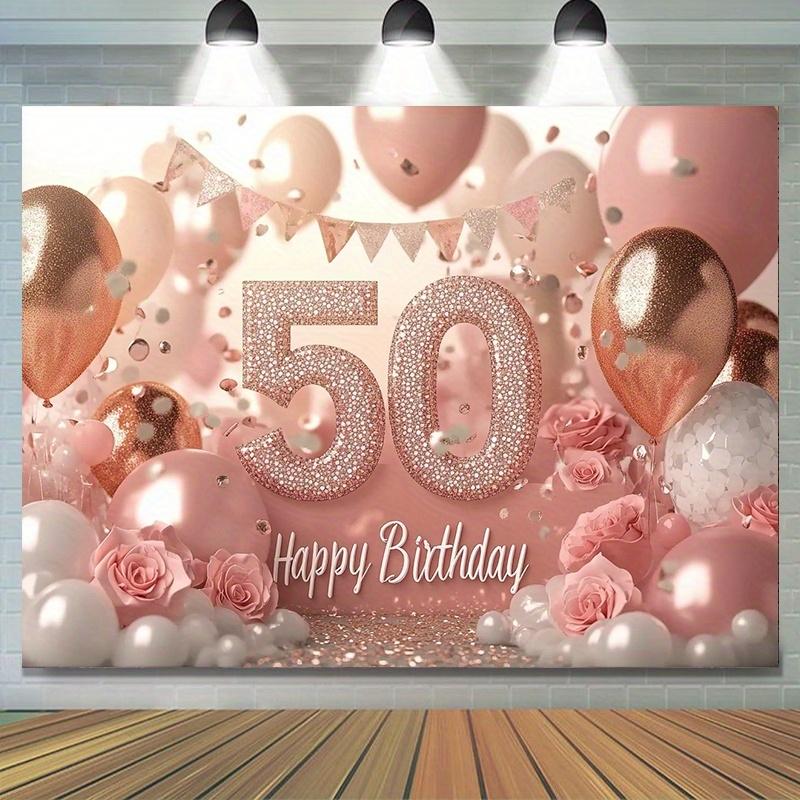 1pc 2D flat rose gold 50th birthday themed banner suitable for holidays home and garden decorations studio photography. (ws