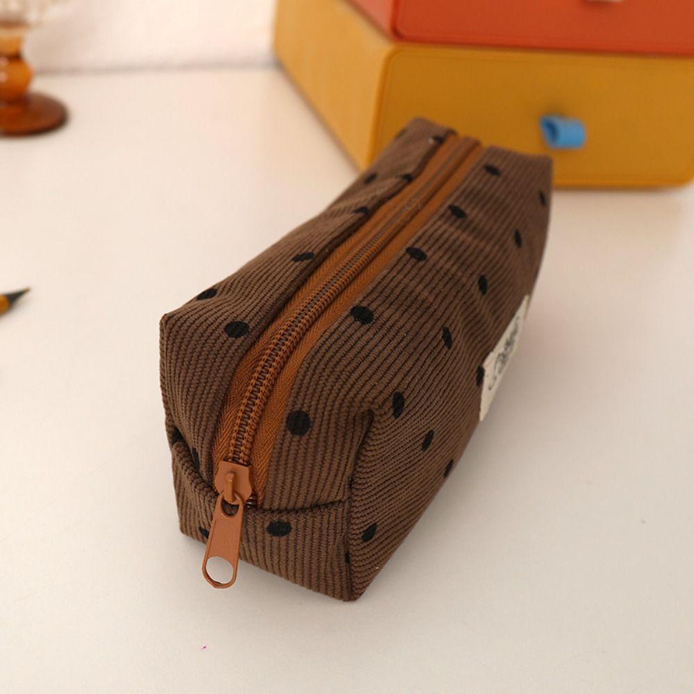 Polka Dot Design Pen Bag Large Capacity Pen Pouch Portable Stationery Bag School Office
