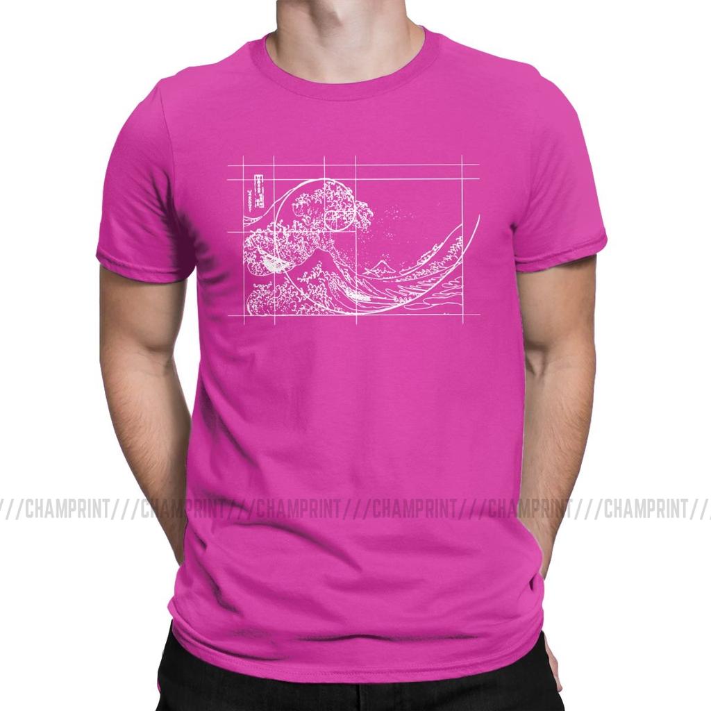 Hokusai Meets Fibonacci Sequence Golden Ratio Men S T Shirt Math Technical Geek Casual Tees Round