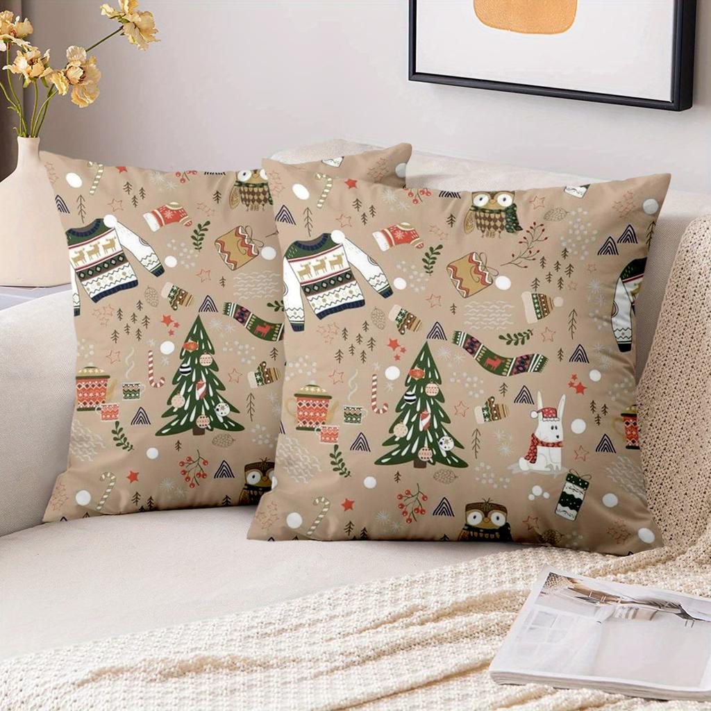 1 Pieces Christmas Pattern Decorative Throw Pillow Cushions Polyester pillowcase, sofa decorative cushion cov Headboard Pillow