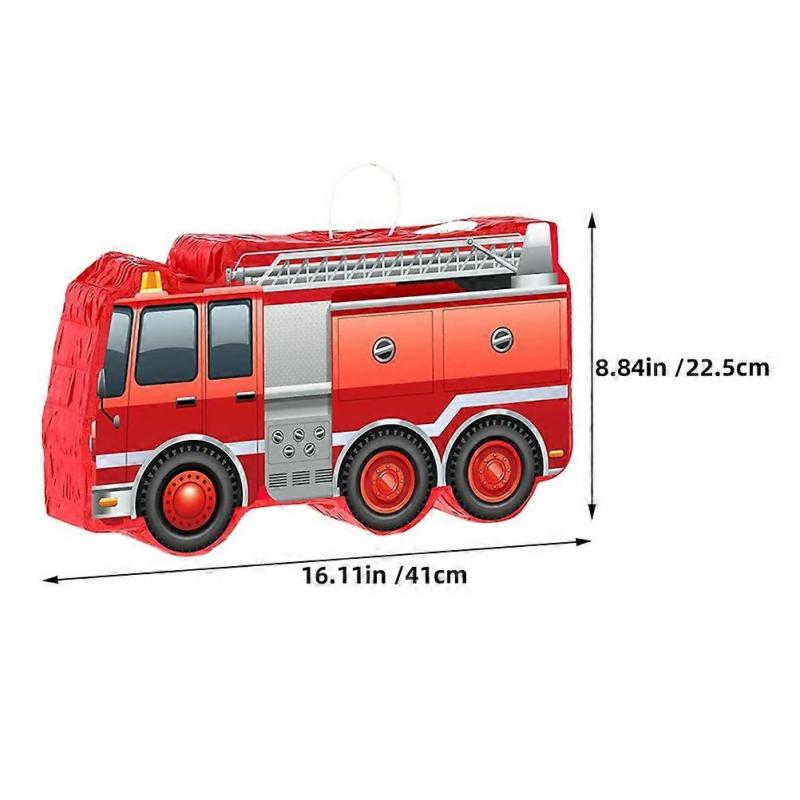 Fire Truck Pinata Party Decoration Interactive Activity For Kids Boys Birthday Party Supplies Red 41.00X22.50X8.00CM Candy Dispenser 1Set