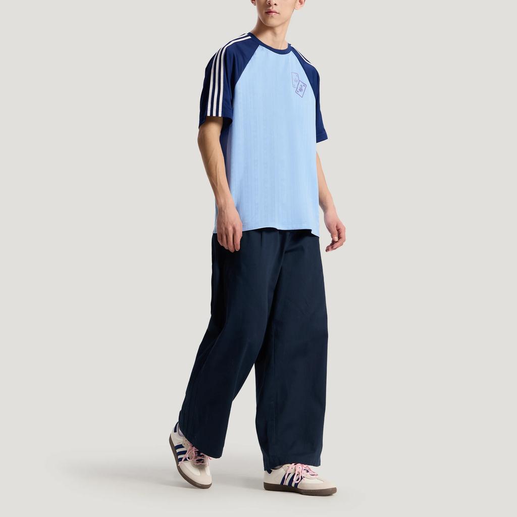 adidas Originals X Disney Кот Чешир Свободный крой Круглый вырез В полоску Повседневная Спортивная Короткий рукав Футболка Унисекс Топы KY8308