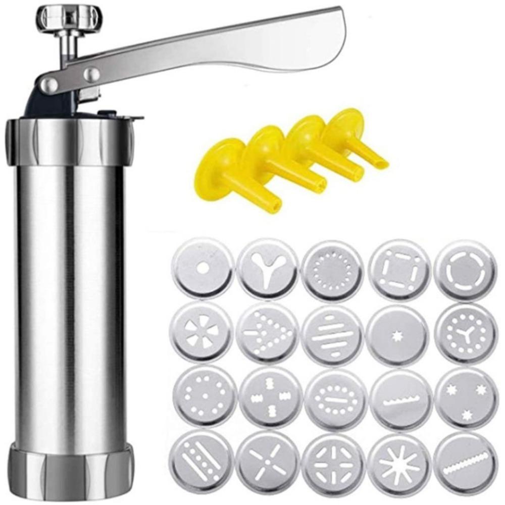 Пресс для печенья с пистолетом и набором для глазури, машина для приготовления чурро из сплава, печенье с 20 дисками, 4 насадка для печенья, форма для печенья, кухонные аксессуары