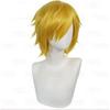High Quality Anime Sanji Cosplay Wig Sanji Wig Short Straight Golden Yellow Heat Resistant Synthetic Hair Wigs + Wig Cap