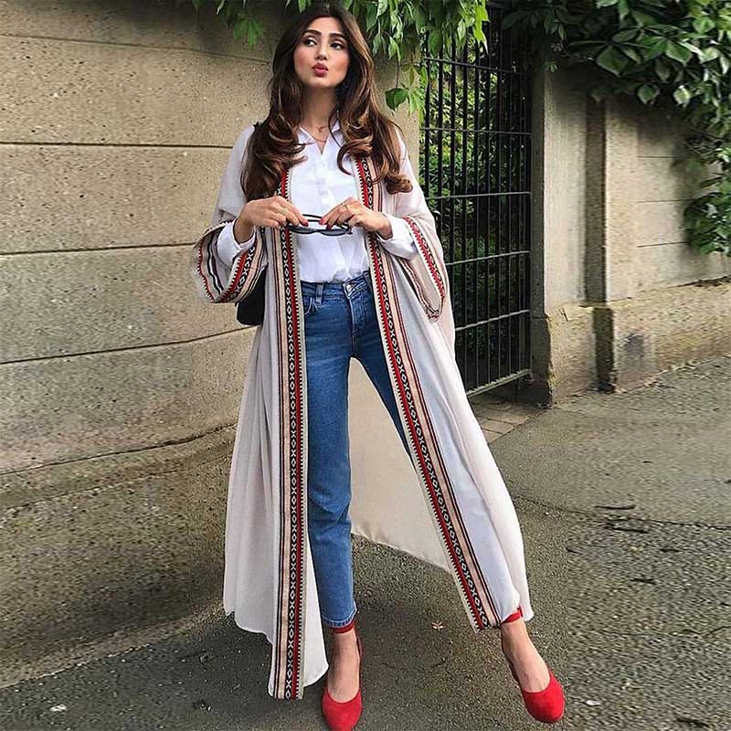 2024 Sexy See Through Embroidered Long Kimono Cardigan White Chiffon Tunic Plus Size Beachwear