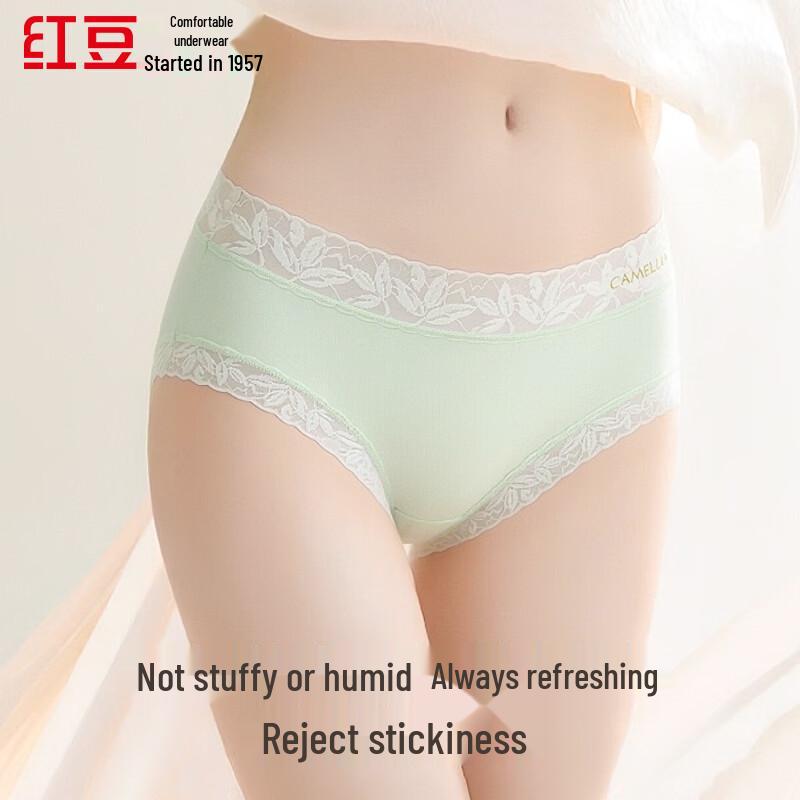 Hongdou Women's 10A Antibacterial Cotton Crotch Ice Silk Lace Briefs - 4 Pack