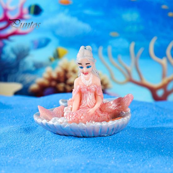 Подводный Экологический Пейзаж Мини-Фигурка Русалки, Настольное Украшение Ракушка из Смолы, Средиземноморский Стиль Сказочные Декоративные Морские Фигурки Садовый Аксессуар