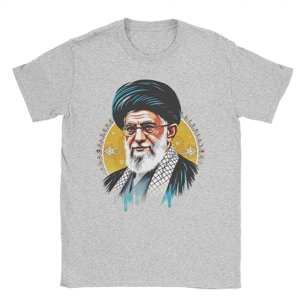 Ali KKhamenei  TShirt Beach  Harajuku T Shirts Mens 100 Cotton O Neck Oversized Top Tees Short Sleeve Y2K Retro Tshirt
