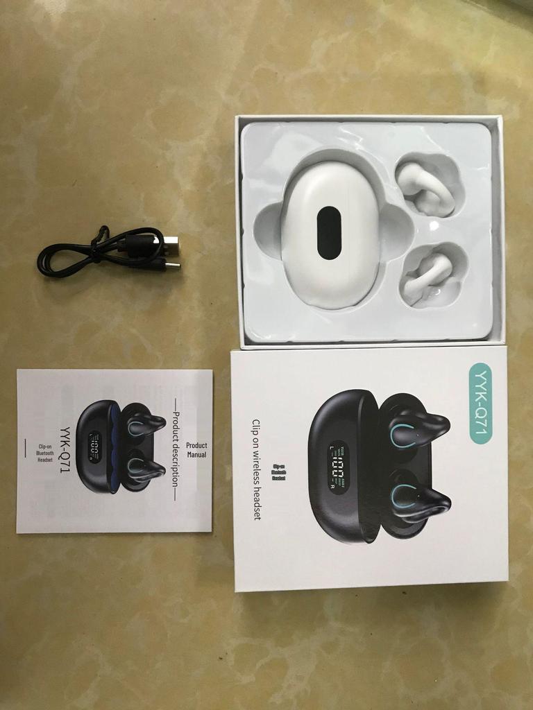 YYKQ71 AI-перевод TWS Клипсовые Bluetooth-наушники: Высококачественный звук, Не в уши, Длительное время работы от аккумулятора для спорта.