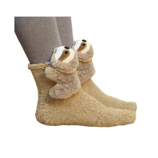 3D Plush Animal Socks Cute Knitted Socks with Fluffy Animals Stretchy Fun Sloth Cat Socks for Animal Lovers Christmas Gift