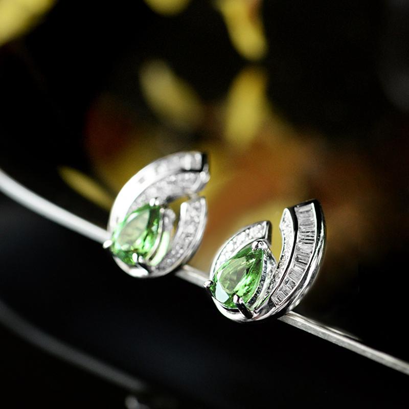 Серьги-гвоздики Huitan Pear Green Circonia, великолепные свадебные аксессуары для вечеринок, роскошные модные новые ювелирные изделия для женщин