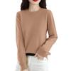 Women's Casual Lace Round Neck Base Layer Knitted Long Sleeve Solid Color Sweater