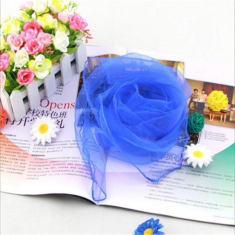 12pcs/set Women Candy Color Solid Color Dance Performance Silk Scarf Chiffon Square Scarf