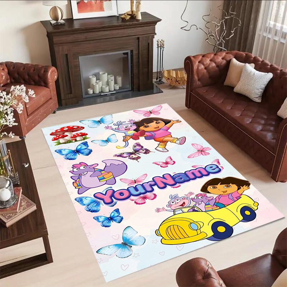 Dora Explorer Customizable Name Floor Rug Office Rug Suitable for Study room Hallway Decorate room Balcony Anti-slip Rug Anime Office Decor