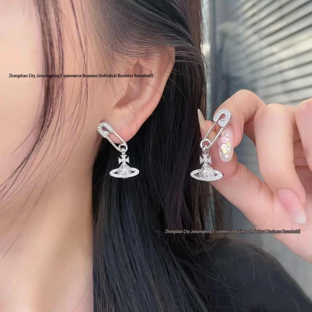 Серьги-гвоздики XJ Saturn с безопасной застежкой, полностью усыпанные бриллиантами, Cross Track для женщин