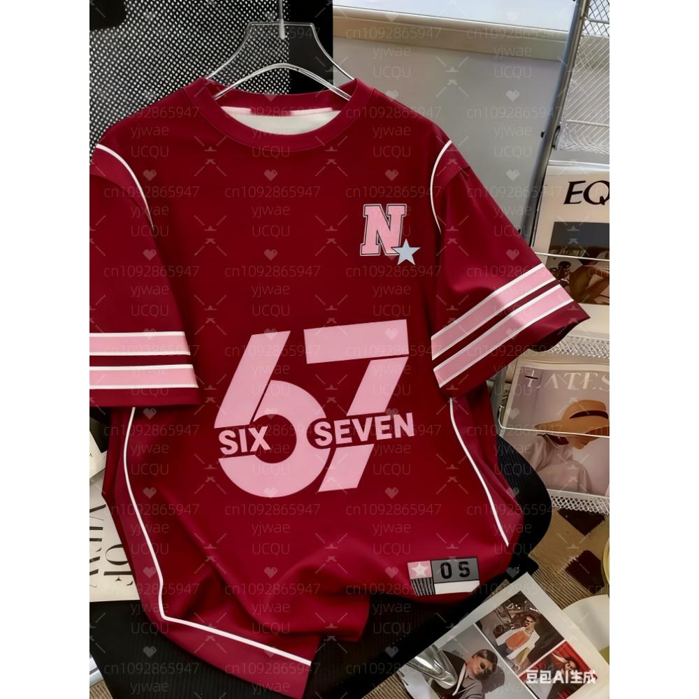 67 Meme T-Shirt for Kids Funny Digital 6 7 Print Summer Short Sleeve Boys Tees Top Loose Streetwear Fashion Girl Clothes