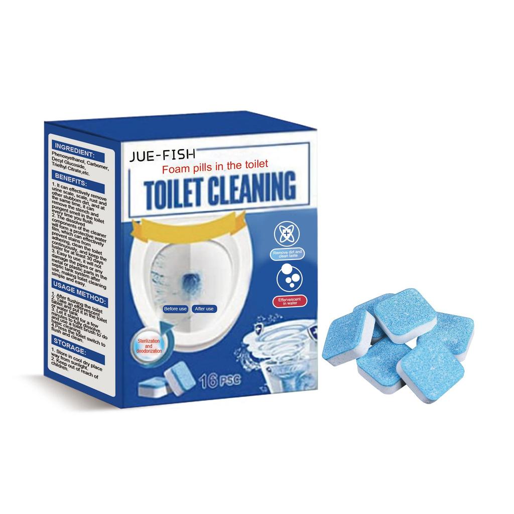 16pc Automatic Bleach Toilet Bowl Tank Cleaner Tablets Toilet Cleaner Flush Cleaner Cleaning Deodorant Tablet Clean Tool