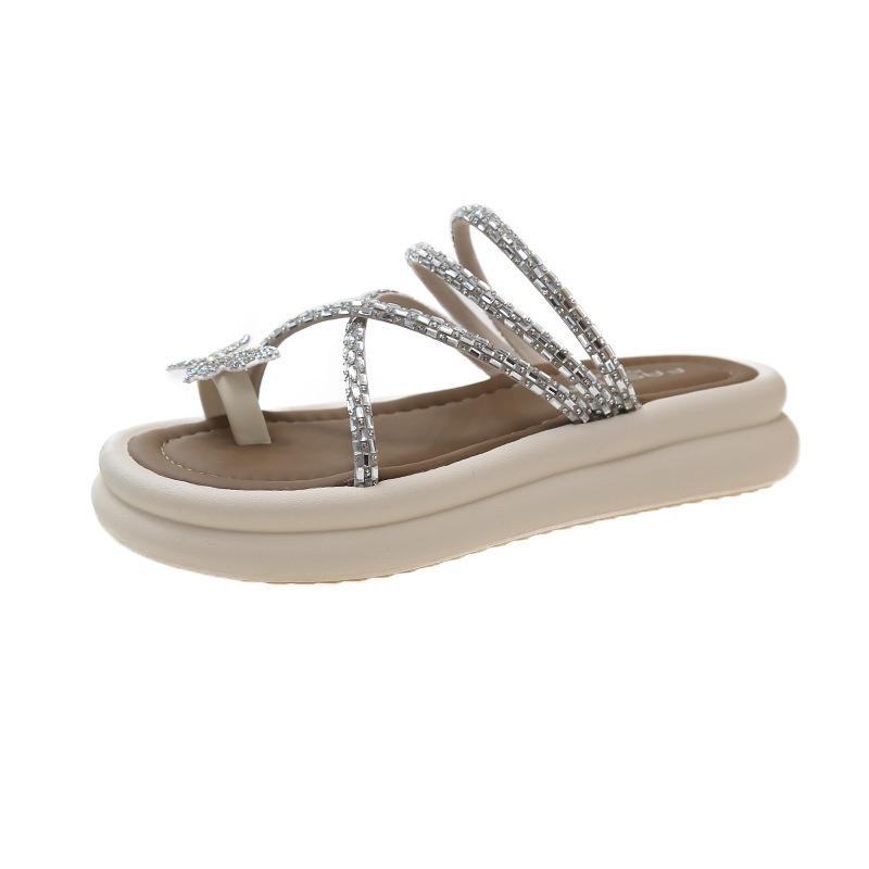 Винтажные тапочки на платформе, женская летняя одежда, новые римские пляжные сандалии со шнуровкой и ярким ромбовидным носком