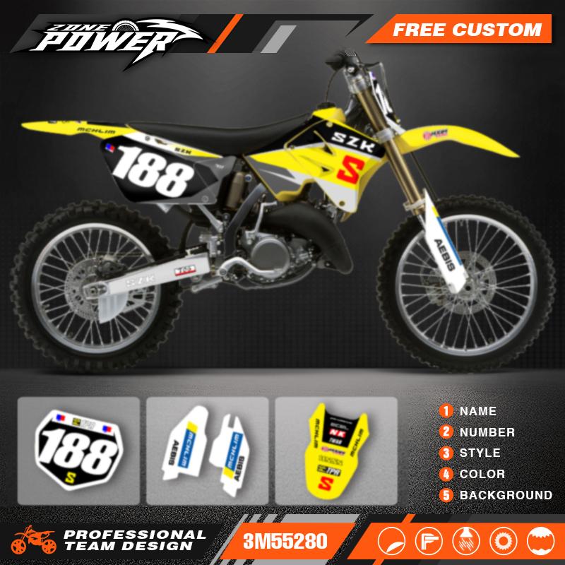 Powerzone Motorcycle Graphics for Suzuki RM125 RM250 2001-2009 2010 2011 2012 250CC Number Name Background Custom 04