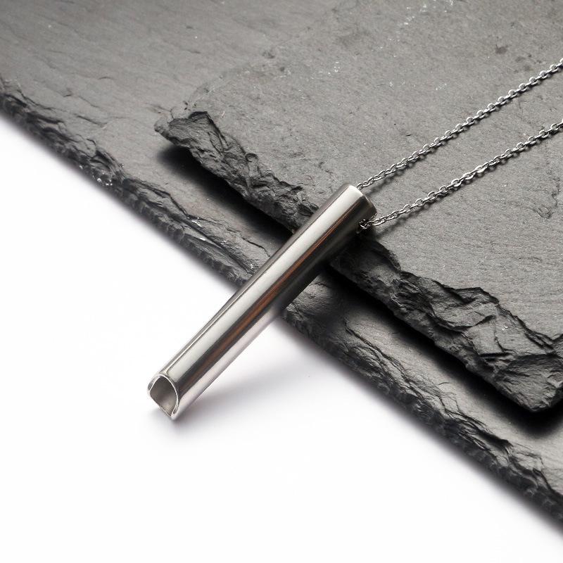Stylish Titanium Steel Long Whistle Necklace - Regulates Breathing and Eases Stress
