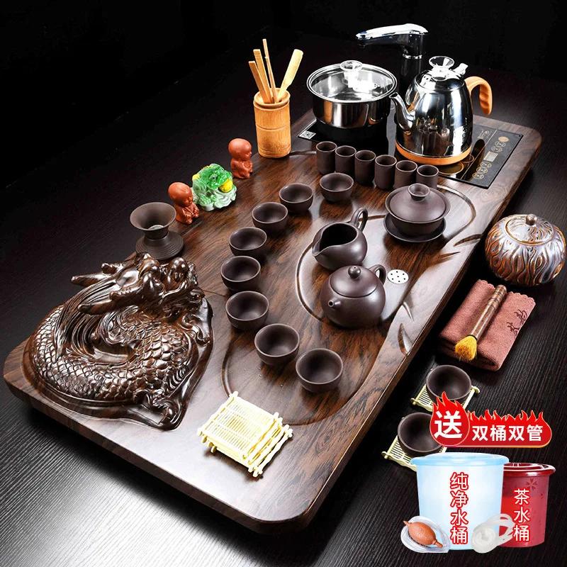 Набор китайских чайных чашек из фиолетовой глины, фарфоровый, винтажный, простой, для кунг-фу, роскошный чайный сервиз, ситечко, набор для чая, товары для дома DG50TS