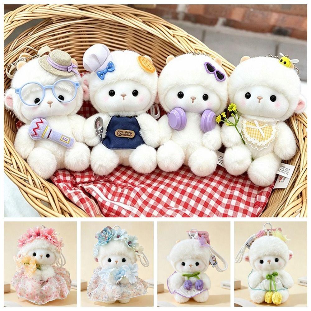 Soft Sheep Doll Keychain Plush Backpack Pendant Ornament Cute Bag Hanging Decor Bag
