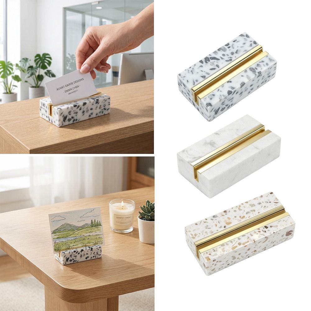 Creative Design Menu Card Display Holder Marble Texture Table Name Tag Clip Desktop Organizer