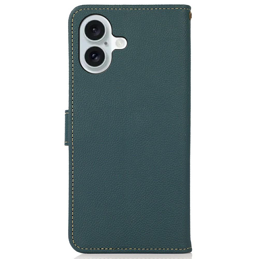 KHAZNEH for iPhone 17 Case Genuine Cow Leather RFID Blocking Wallet Phone Cover