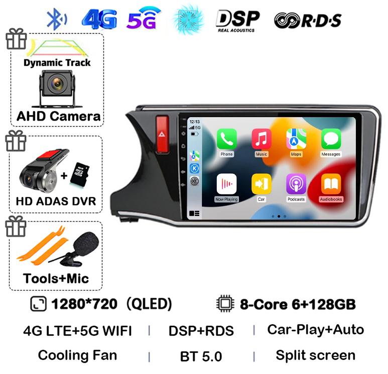 Android 14 Carplay Auto For Honda CITY 2014 2015 2016 2017 2018 2019 Car Radio Multimedia Stereo Player Navigation GPS 4G+WIFI