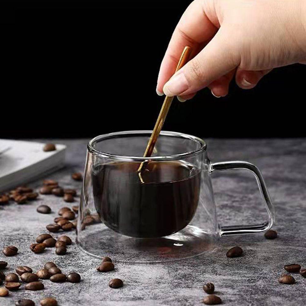 200ml Heat Resistant Double Wall Insulated Breakfast Mug with Handle Coffee Tea Cup Double Cup
