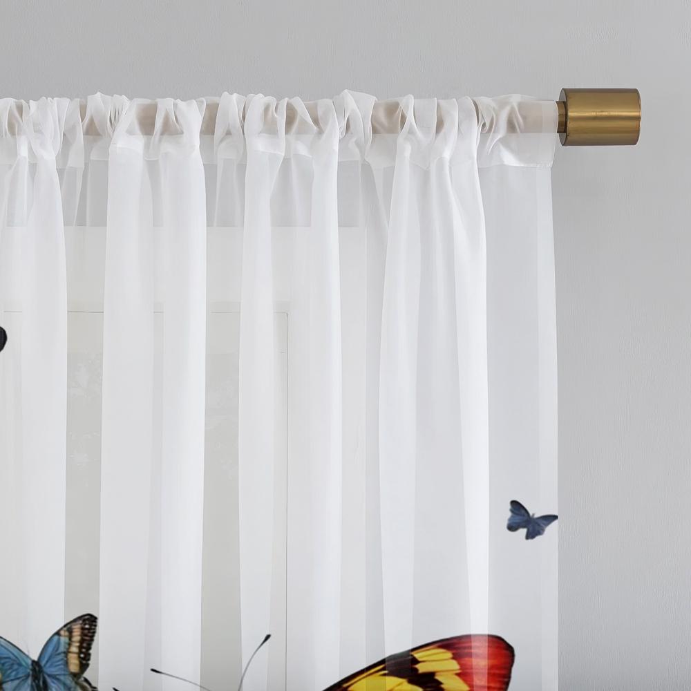 2 шт. HD цифровой желтый цветок бабочка порхающая печатный оконный балдахин украшение дома стиль украшения гостиная спальня